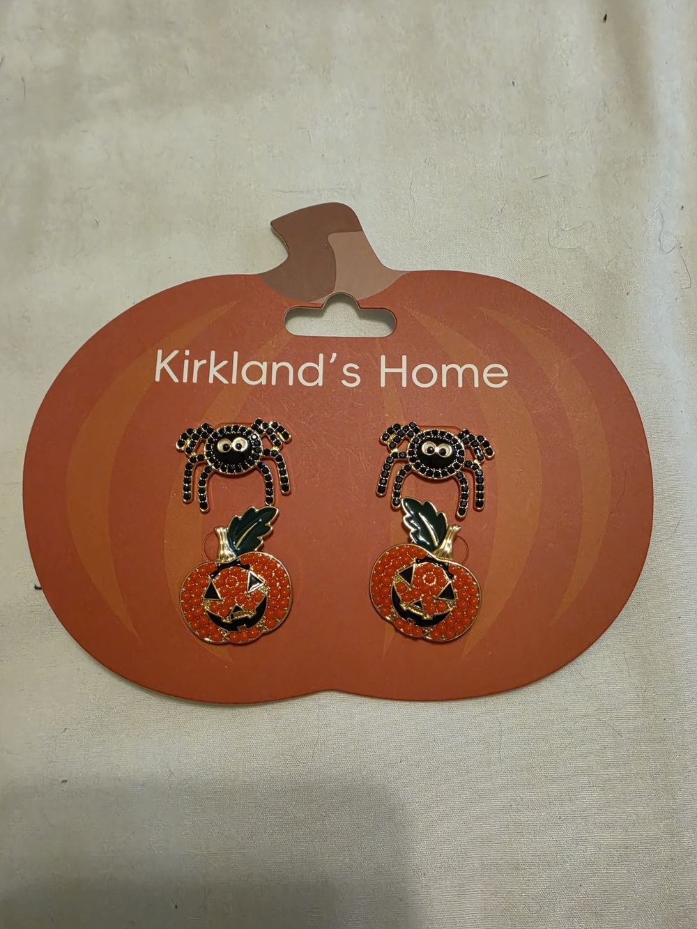 Kirkland's Home Halloween Pumpkin & Spider Earrings - Orange, Black, Green